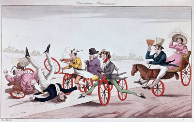 Les plaisirs et inconvénients des vélocipèdes et des chevaux orifères - Unknown artist