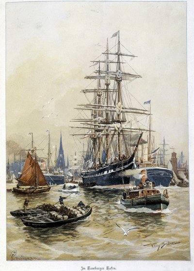 Le port de Hambourg au 19e siècle - Unknown artist