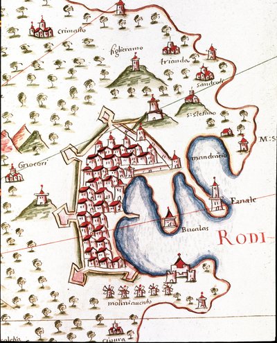 Le port de Rhodes en Grèce (détail) - Unknown artist