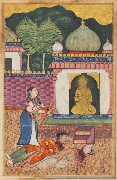 La princesse découvre les corps sans tête de son mari et de son ami brahmane, d