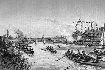 Les régates scolaires de Joinville-le-Pont, Île-de-France. Gravure dans « Le Journal de la jeunesse » - Unknown artist