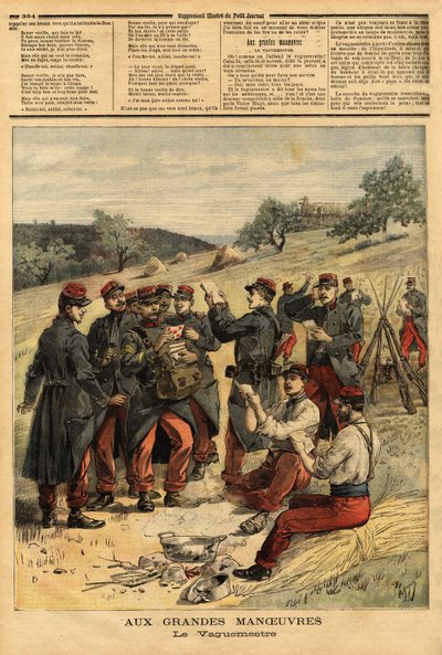Le vaguemestre, le militaire chargé de la distribution du courrier aux troupes. Gravure dans « Le petit journal » 23/09/1893. Collection Selva. - Unknown artist