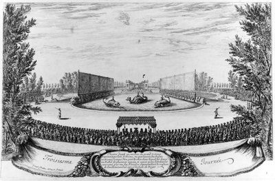 Troisième jour : théâtre installé au milieu du Grand Étang, représentant l