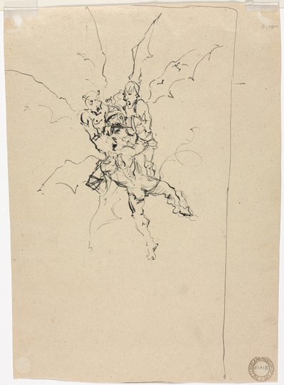 Trois démons tenant un chevalier (verso) - Unknown artist