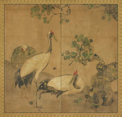 Trois grues sous un arbre - Unknown artist