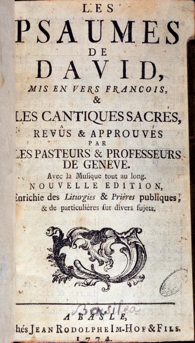 Page de titre des psaumes de David (1774) - Unknown artist