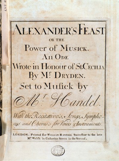 Page de titre de la partition musicale de Alexander