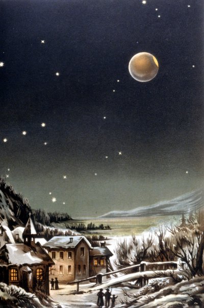 Éclipse totale de lune. Illustration du 19ème siècle - Unknown artist