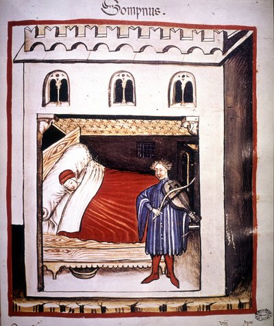Traité de médecine "Tacuinum sanitatis" du 14ème siècle : le sommeil. - Unknown artist