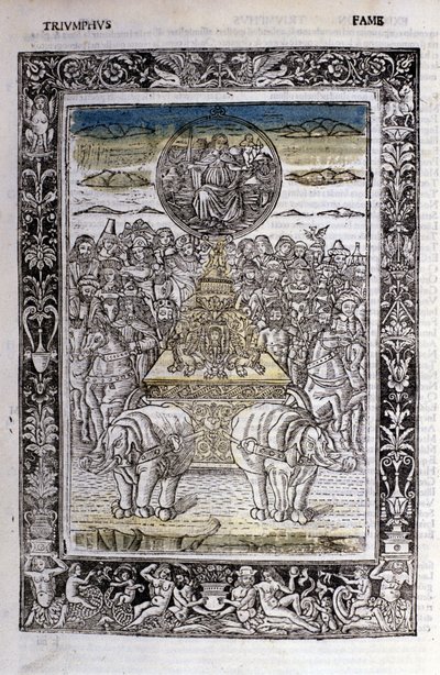 Triomphe de la renommée de Francesco Petrarca (Pétrarque). Miniature sd. Bibl. Trivulziana, Milan - Unknown artist