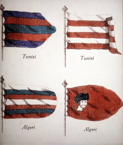 Drapeaux tunisiens et algériens datant de la fin du XVIIIe siècle - Unknown artist