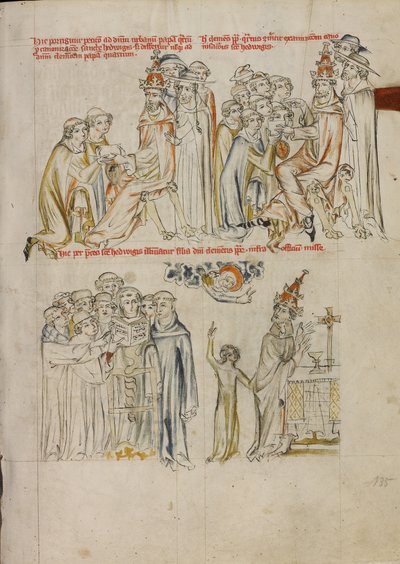 Deux ecclésiastiques demandent la canonisation de sainte Edwige devant le pape Urbain IV ; le pape Clément demande l