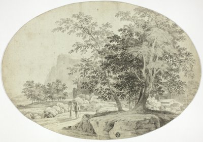 Deux pèlerins sur une route boisée - Unknown artist