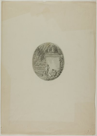 Deux putti par monument funéraire - Unknown artist