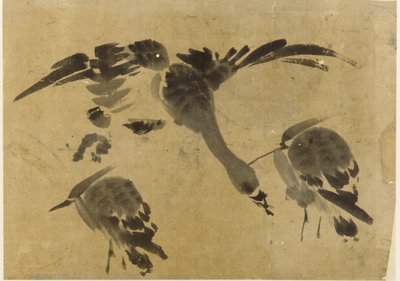 Deux hérons et une oie - Unknown artist