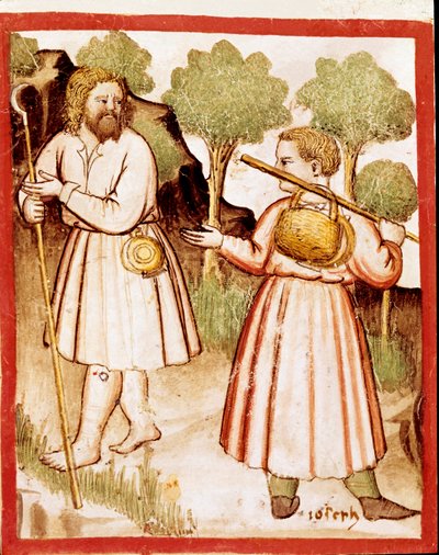 Deux bergers miniatures du codex 212 (ou codex padovano ou Bible de Padoue) 1390-1400 Rovigo, Accademia dei Concordi - Unknown artist