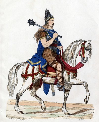 Un chef des Francs - dans « Les Costumes civil et militaires des Français à travers les siècles Paris F. Roy 1882 ». - Unknown artist