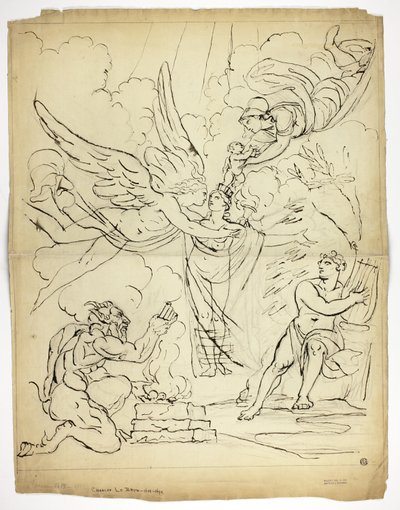 Scène de naissance mythologique non identifiée (recto); Cupidon et Psyché (verso) - Unknown artist