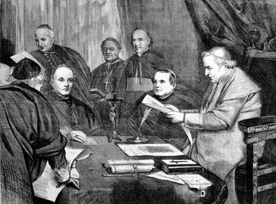 Concile Vatican I. Le pape Pie IX entouré des membres du Conseil. 1869 - Unknown artist