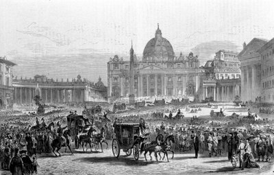 Concile Vatican I. Rome, place Saint-Pierre un jour de session générale du Concile. 1870 - Unknown artist