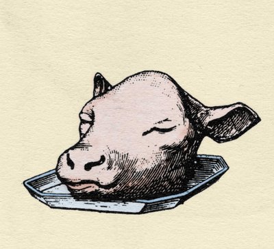 Tête de veau, gravure fin 19ème siècle - Unknown artist