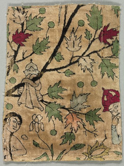 Fragment de velours, Khusrau voit Shirin se baigner - Unknown artist