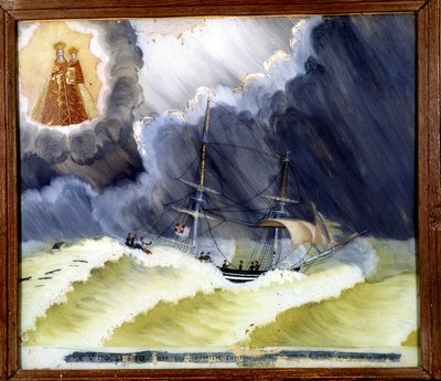 Navire en difficulté - ex-voto de Notre Dame de Laghet - Unknown artist