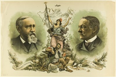 Portraits de victoire de Benjamin Harrison et Levi P. Morton, de Judge - Unknown artist