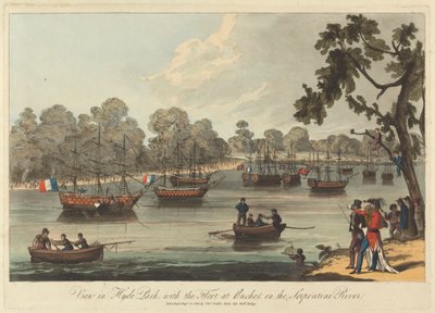 Vue dans Hyde Park, avec la flotte à l