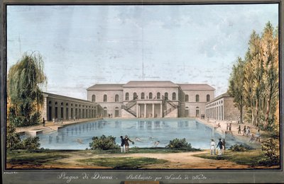 Vue des bains de Diane, première piscine italienne, à Milan - Unknown artist