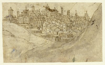 Vue de la ville sur la colline - Unknown artist