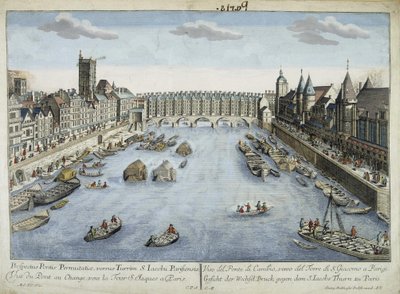 Vue du Pont au Change et de la Tour Saint-Jacques à Paris - Unknown artist