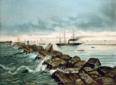Vue du canal de Suez inauguré le 17/09/1869. Chromolithographie du 19ème siècle - Unknown artist