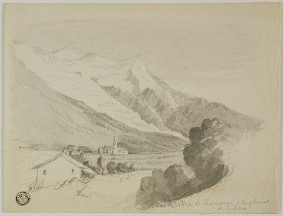 Vue du village de Chamonix et du glacier des Bossons - Unknown artist