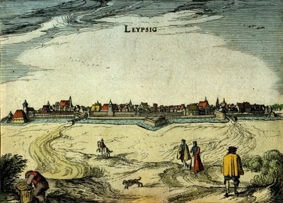 Vue de la ville de Leipzig en Allemagne. Gravure du 18ème siècle - Unknown artist