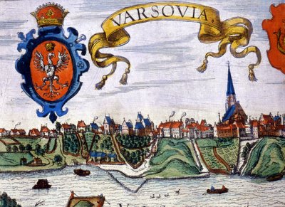Vue de la ville de Varsovie avec les armoiries de la ville. 1780. - Unknown artist