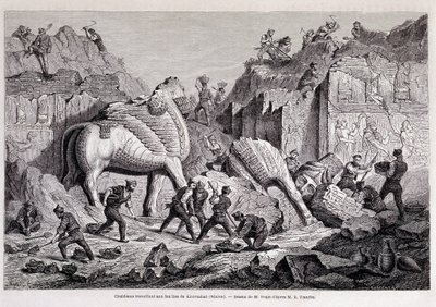 Vue des fouilles de Khorsabad (Khunsabad) (Ninive) - dans « Le tour du monde » 2e semaine 1861 - Unknown artist