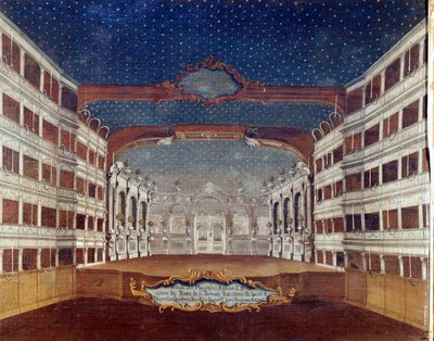 Vue du théâtre San Samuele à Venise détruit par un incendie en 1747. Dessin du XVIIIe siècle - Unknown artist