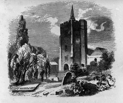 Vue de la tombe du poète et dramaturge italien Ugo Foscolo (1778-1827) au cimetière de Chiswick à Londres. Gravure du XIXe siècle - Unknown artist