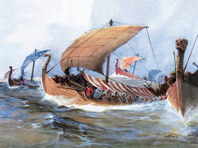 Bateau viking en transit vers la Normandie - Unknown artist