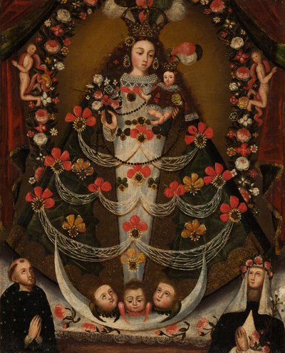Vierge de Pomata avec Saint Nicolas Tolentino et Sainte Rose de Lima - Unknown artist