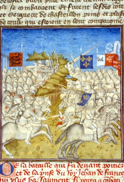 Guerre de Cent Ans : Bataille de Poitiers - dans les Grandes Chroniques de Saint-Denis, fin du 14ème siècle - Unknown artist