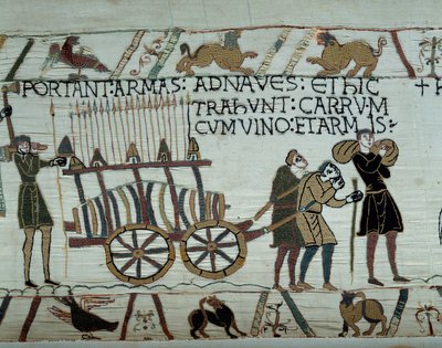 Les armes et le vin sont apportés aux navires lors du ravitaillement pour la conquête de l