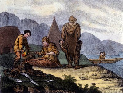 Côte ouest du Groenland, Esquimaux. Lithographie du début du 19e siècle - Unknown artist