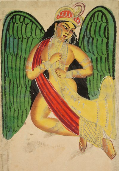 Apsara ailée avec une corne (recto) - Unknown artist
