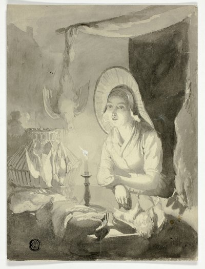 Femme habillant une volaille - Unknown artist