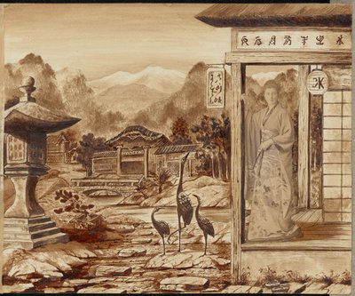 [Femme dans un décor japonais] - Unknown artist