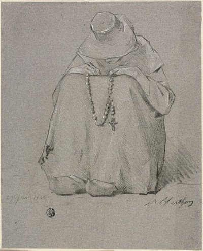 Femme avec un chapelet - Unknown artist