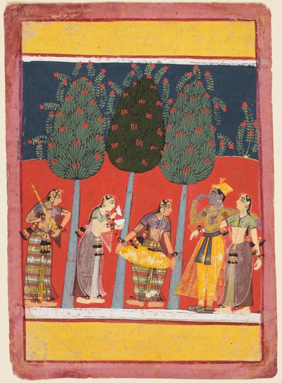 Des femmes jouent de la musique pour Radha et Krishna : Chitrini Nayika, d