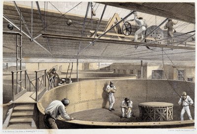 Enroulement du câble dans de grands réservoirs à Greenwich - Unknown artist